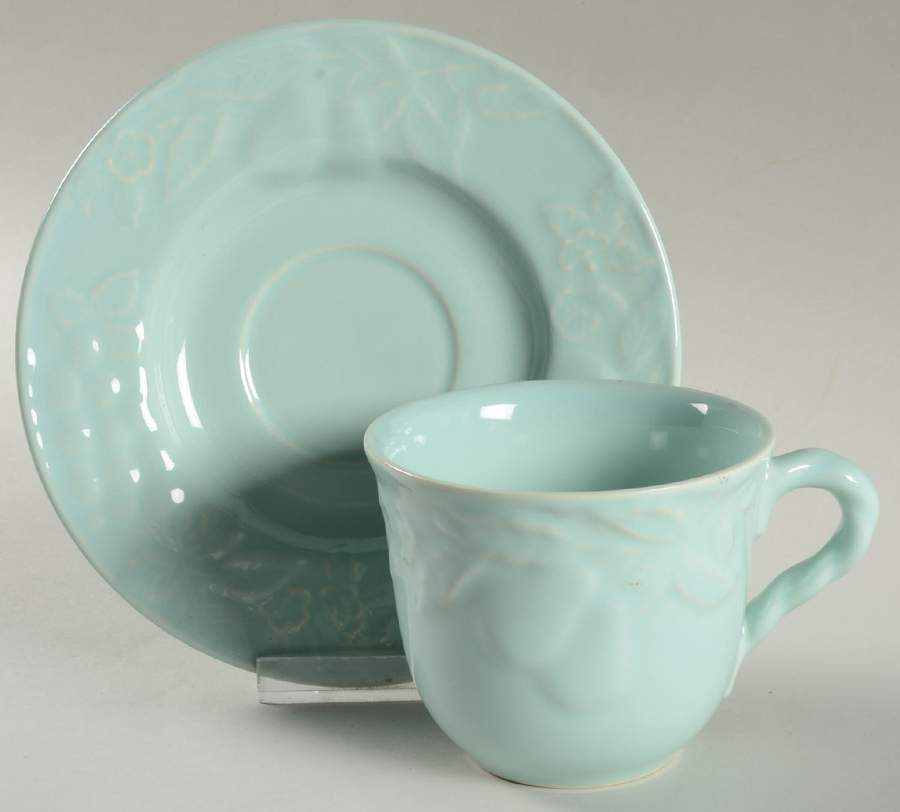 Fruit Promenade Mint Flat Cup & Saucer Set by Savoir Vivre-1