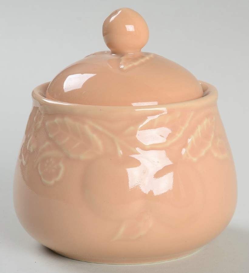 Fruit Promenade Peach Sugar Bowl & Lid by Savoir Vivre-1
