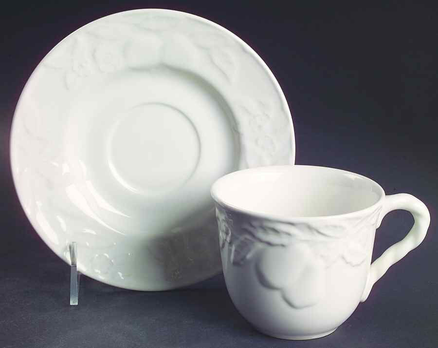 Fruit Promenade White Flat Cup & Saucer Set by Savoir Vivre-1