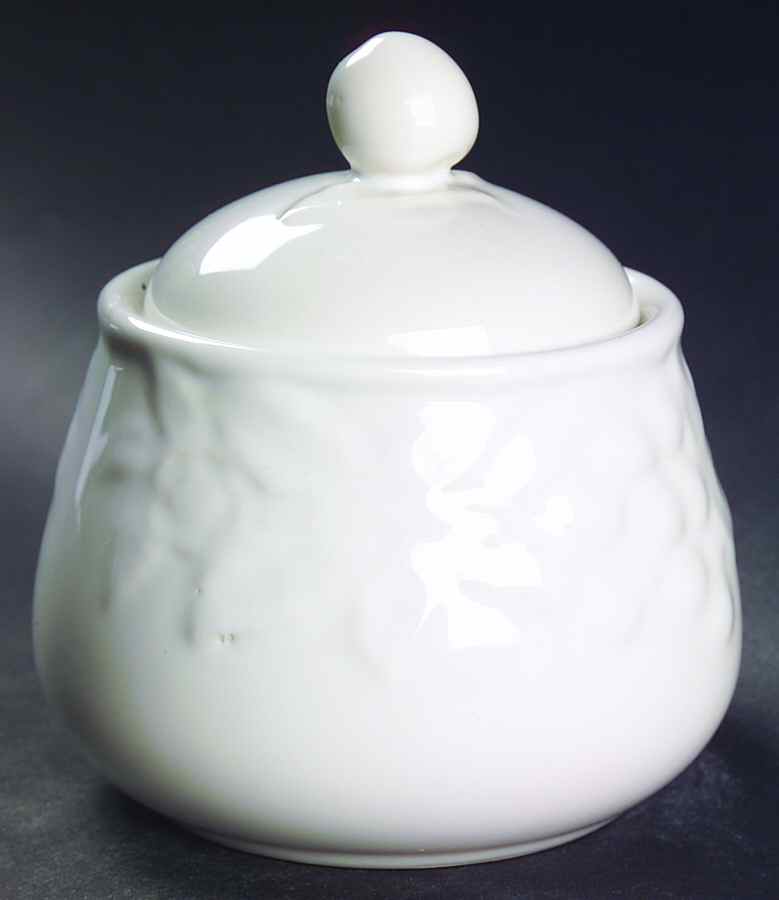 Fruit Promenade White Sugar Bowl & Lid by Savoir Vivre-1