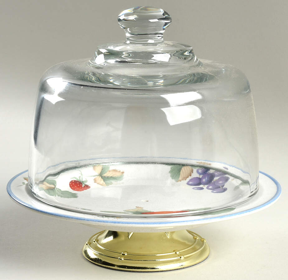 Luscious 6 1/2"-7 1/2" Footed Cheese Plate w/ Glass Dome HC by Savoir Vivre-1