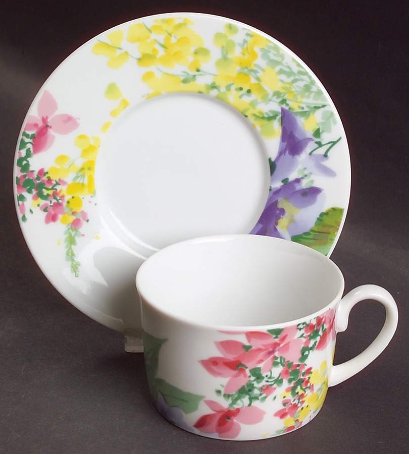Meadow Splendor Flat Cup & Saucer Set by Savoir Vivre-1