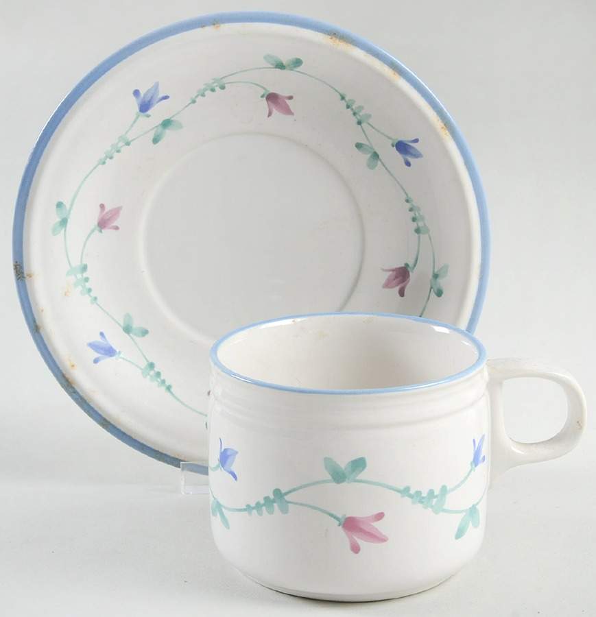 Portofino Blue Flat Cup & Saucer Set by Savoir Vivre-1