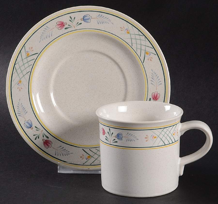 Treillage Flat Cup & Saucer Set by Savoir Vivre-1