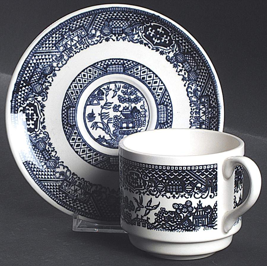Blue Willow Flat Cup & Saucer Set by SCIO-1