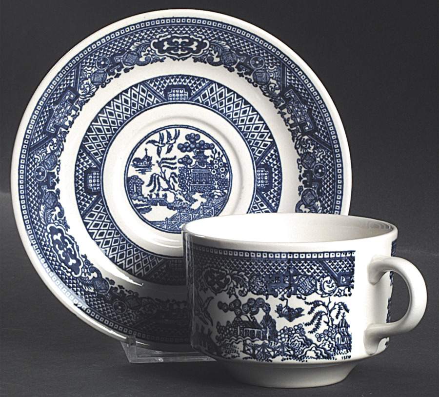 Blue Willow Flat Cup & Saucer Set by SCIO-1