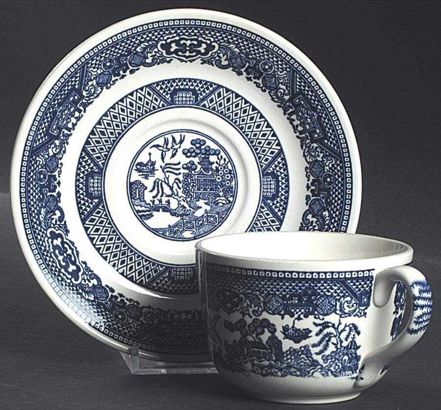 Blue Willow Flat Cup & Saucer Set by SCIO-1
