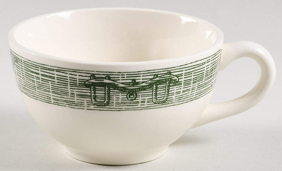 Currier and Ives Green Flat Cup by SCIO-1