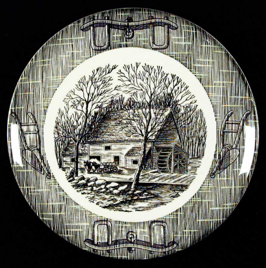 Currier and Ives Green Dinner Plate by SCIO-1