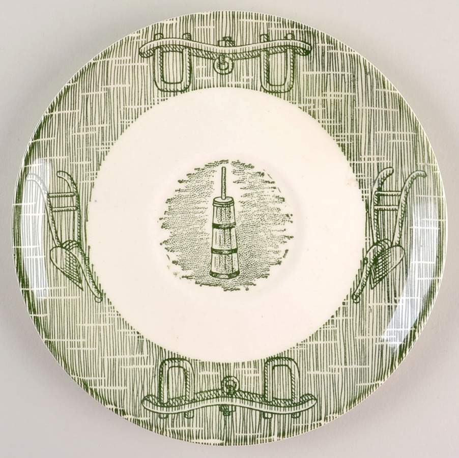 Currier and Ives Green Saucer by SCIO-1