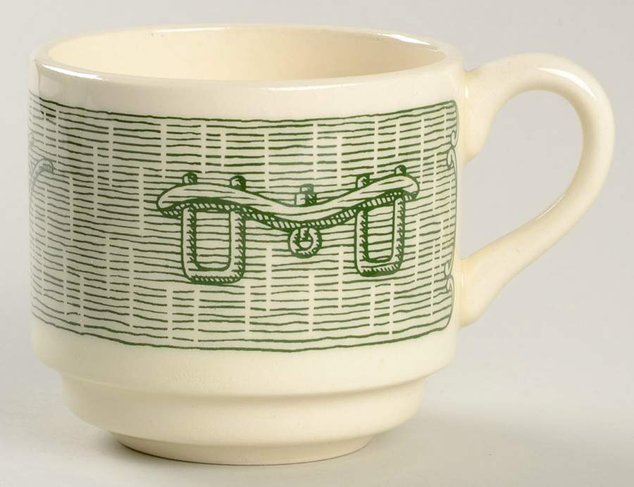 Currier and Ives Green Flat Cup by SCIO-1