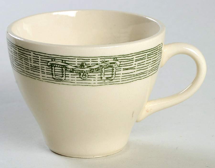 Currier and Ives Green Flat Cup by SCIO-1