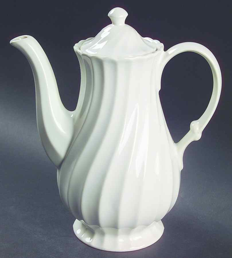 White Swirl Coffee Pot & Lid by SCIO-1