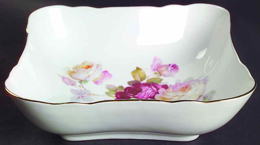 Antique Rose 8" Square Vegetable Bowl by Schumann - Bavaria-1