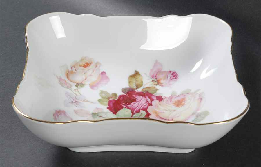 Antique Rose 6" Square Vegetable Bowl by Schumann - Bavaria-1