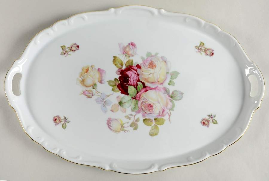 Bavarian Rose-June Rose 16" Handled Tray by Schumann - Bavaria-1