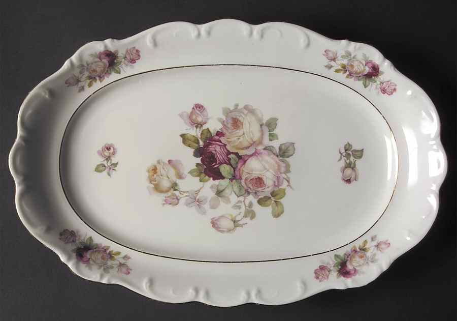 Bavarian Rose-June Rose 14" Oval Serving Platter by Schumann - Bavaria-1