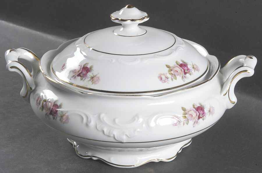 Bavarian Rose-June Rose Round Covered Vegetable by Schumann - Bavaria-1