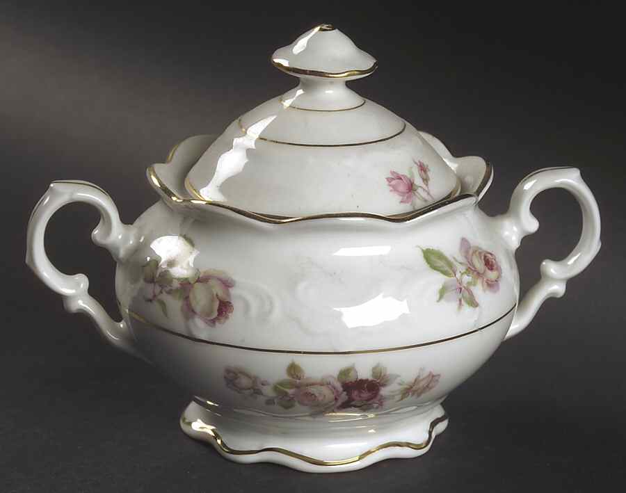 Bavarian Rose-June Rose Sugar Bowl & Lid by Schumann - Bavaria-1