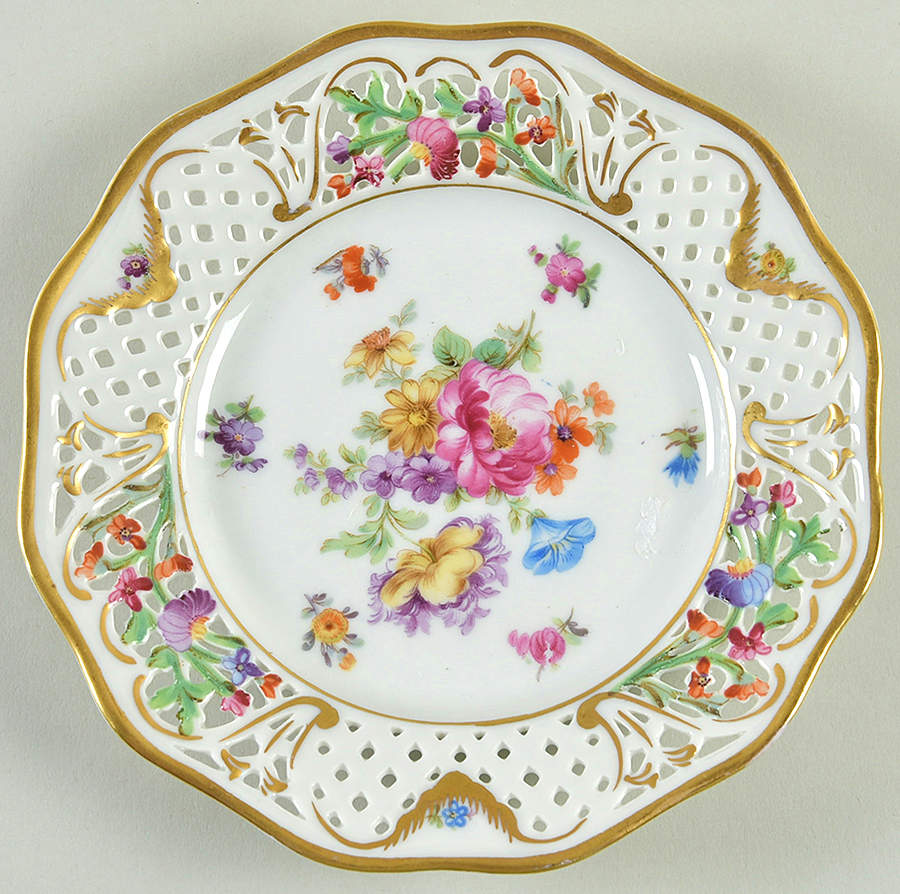 Dresden Line-Bouquet (Pierced) Bread & Butter Plate by Schumann - Bavaria-1