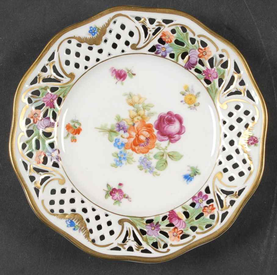 Dresden Line-Bouquet (Pierced) Small Bread & Butter Plate by Schumann - Bavaria-1