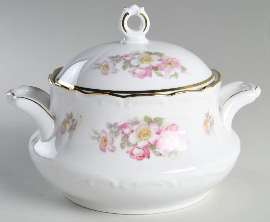 Briar Rose (Gold Trim) Round Covered Vegetable by Schumann - Bavaria-1