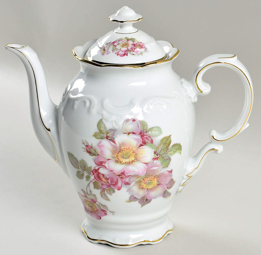 Briar Rose (Gold Trim) Coffee Pot & Lid by Schumann - Bavaria-1