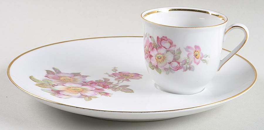 Briar Rose (Gold Trim) Snack Plate & Cup Set by Schumann - Bavaria-1