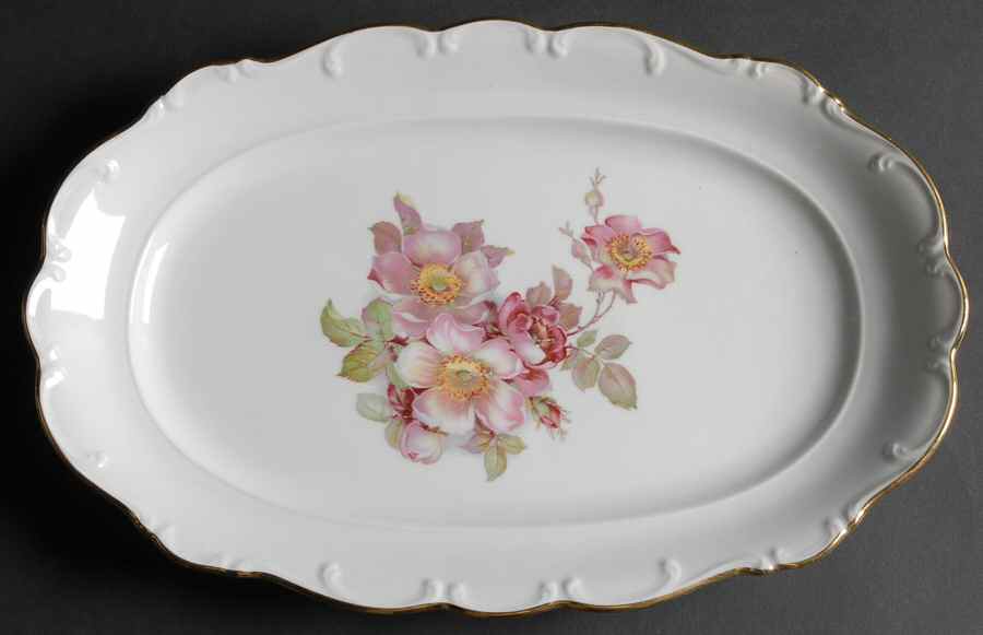 Briar Rose (Gold Trim) 14" Oval Serving Platter by Schumann - Bavaria-1