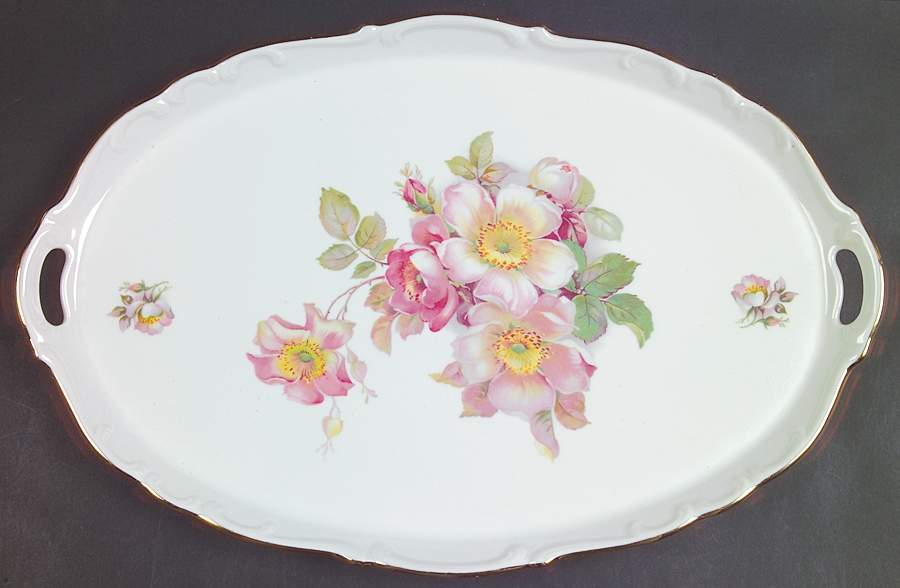 Briar Rose (Gold Trim) Large Oval Tray by Schumann - Bavaria-1