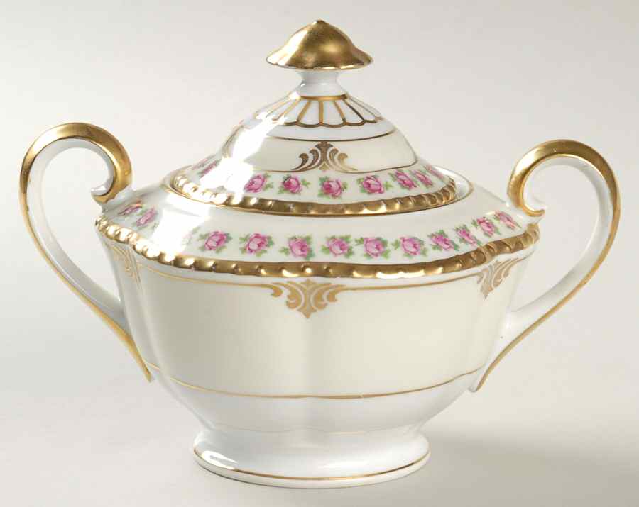 Bridal Rose Sugar Bowl & Lid by Schumann - Bavaria-1