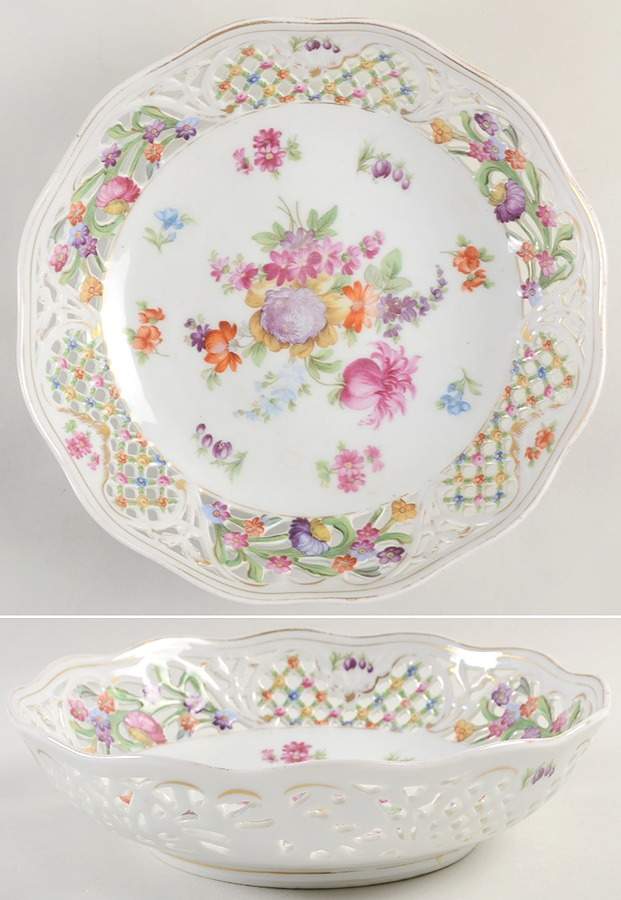 Chateau Dresden-Royal Dresner Art 10" Pierced Round Bowl by Schumann - Bavaria-1
