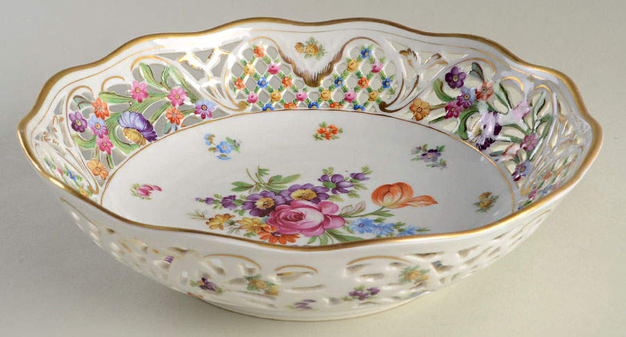 Chateau Dresden-Royal Dresner Art 9" Pierced Round Bowl by Schumann - Bavaria-1