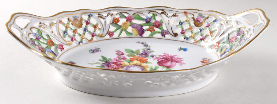 Chateau Dresden-Royal Dresner Art 12" Pierced Oval Bowl by Schumann - Bavaria-1