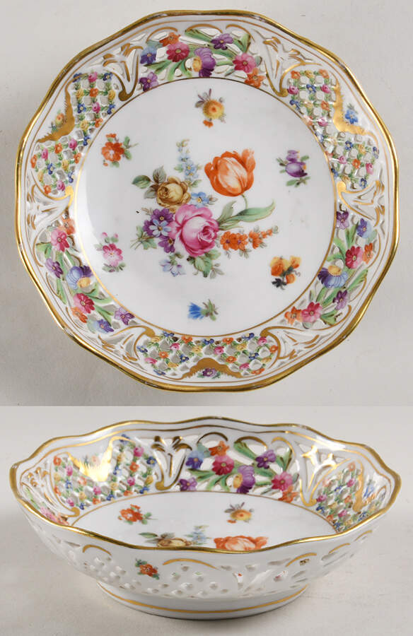 Chateau Dresden-Royal Dresner Art 5" Pierced Round Bowl by Schumann - Bavaria-1