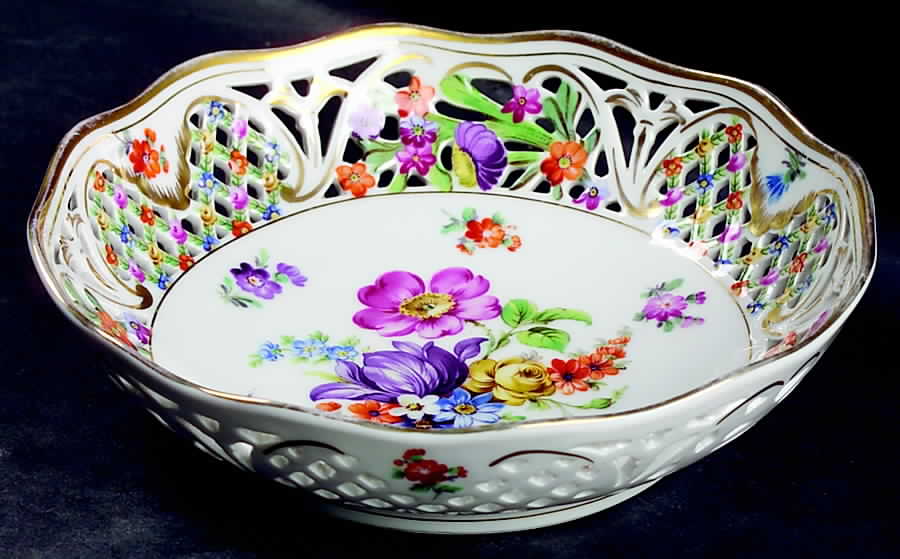Chateau Dresden-Royal Dresner Art 6'' Pierced Round Bowl by Schumann - Bavaria-1