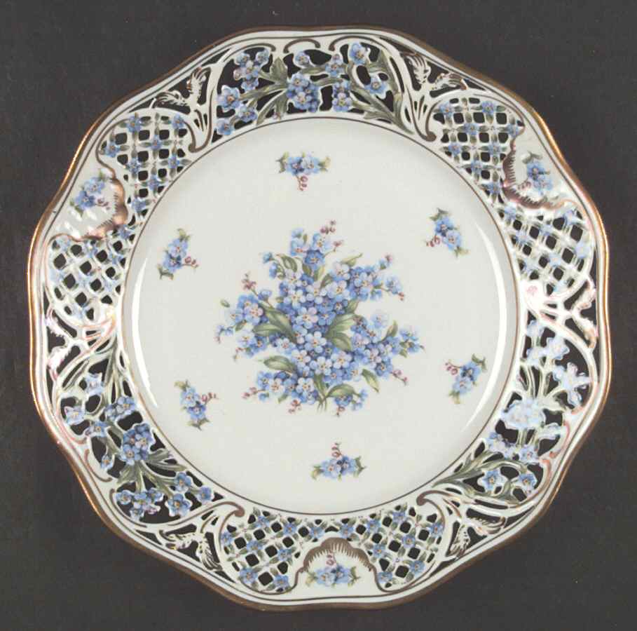Chalet Forget Me Not (Pierced) Large Dinner Plate by Schumann - Bavaria-1