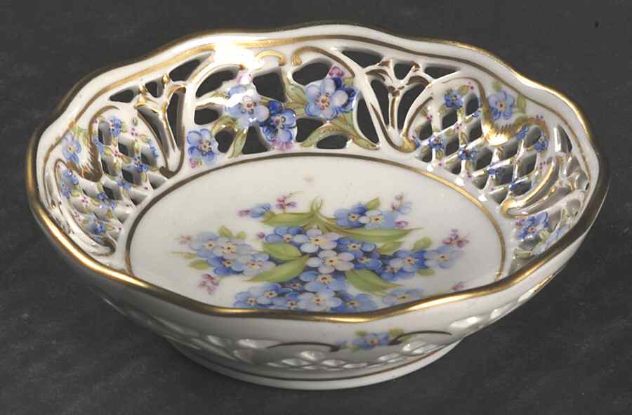 Chalet Forget Me Not (Pierced) Nut Dish by Schumann - Bavaria-1