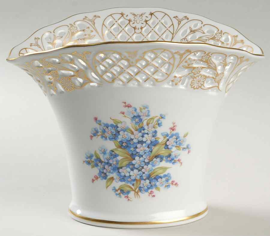 Chalet Forget Me Not (Pierced) 5" Oval Vase by Schumann - Bavaria-1