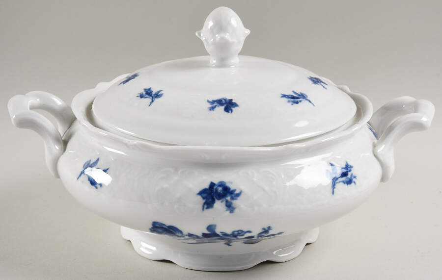 Cobalt Rose (No Trim or Inner Band) Round Covered Vegetable by Schumann - Bavaria-1