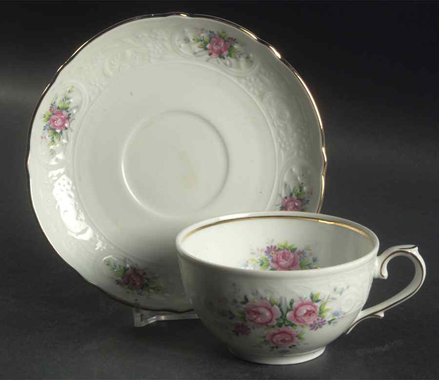 Dauphine Flat Cup & Saucer Set by Schumann - Bavaria-1