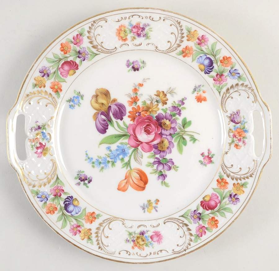 Dresdener Dresdner Art (Smooth) Handled Cake Plate by Schumann - Bavaria-1