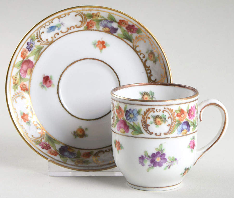 Dresdner Art (Smooth) Flat Demitasse Cup & Saucer Set by Schumann - Bavaria-1