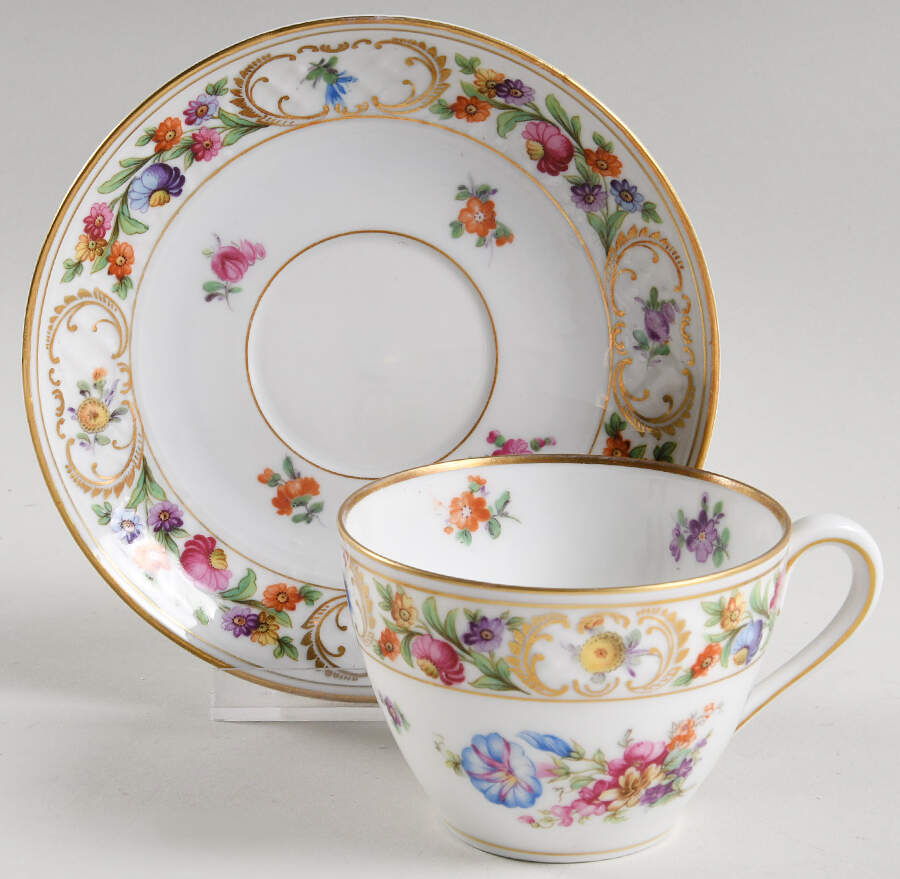 Dresdener Dresdner Art (Smooth) Flat Cup & Saucer Set by Schumann - Bavaria-1