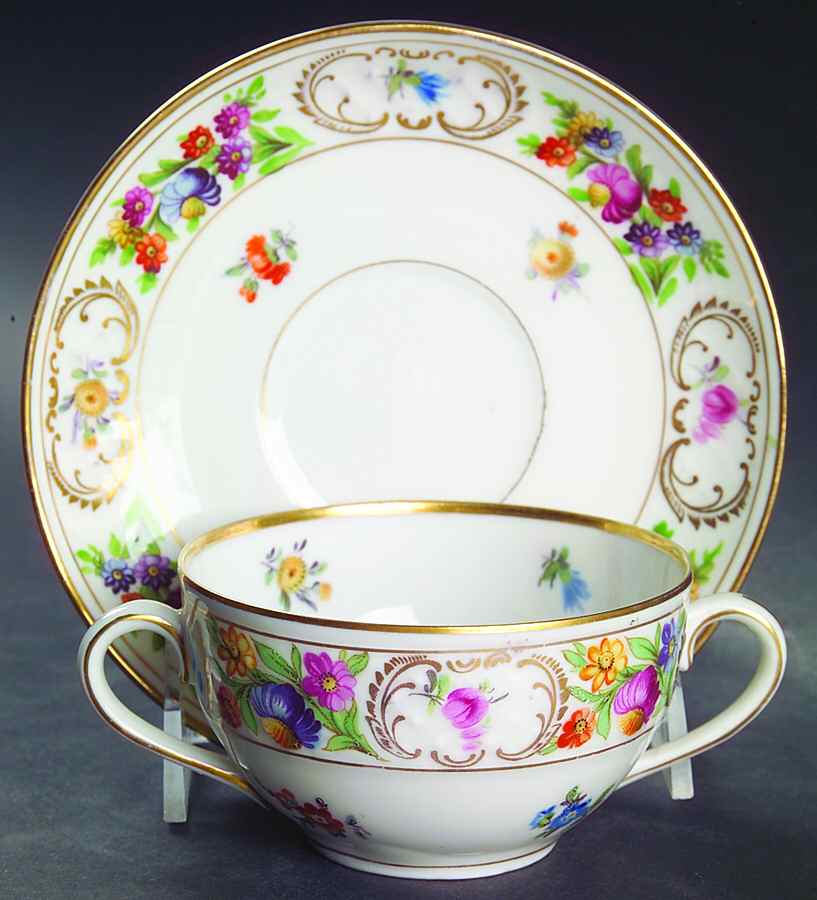 Dresdner Art (Smooth) Flat Bouillon Cup & Saucer by Schumann - Bavaria-1