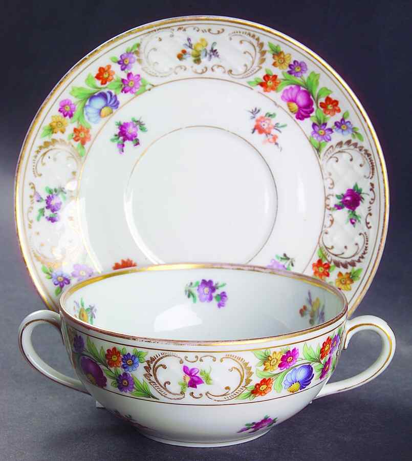 Dresdner Art (Smooth) Flat Cream Soup & Saucer Set by Schumann - Bavaria-1