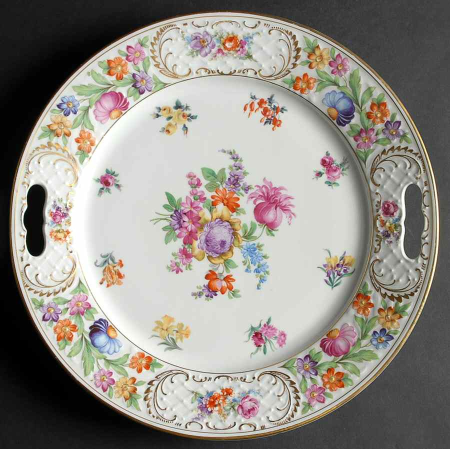 Dresdener Dresdner Art (Smooth) 13" Handled Chop Plate (Round Platter) by Schumann - Bavaria-1