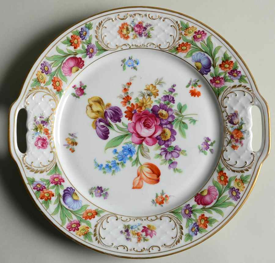 Dresdener Dresdner Art (Smooth) Handled Cake Plate by Schumann - Bavaria-1