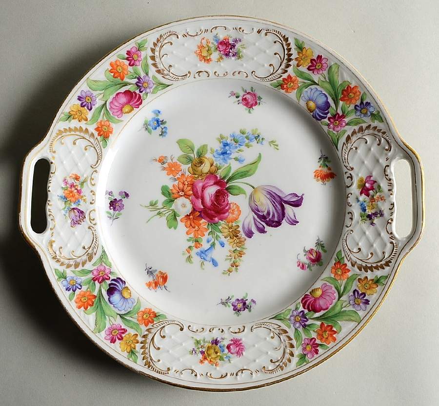 Dresdener Dresdner Art (Smooth) Handled Cake Plate by Schumann - Bavaria-1