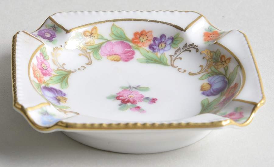 Empress Dresden Flowers 4" Square Ashtray by Schumann - Bavaria-1